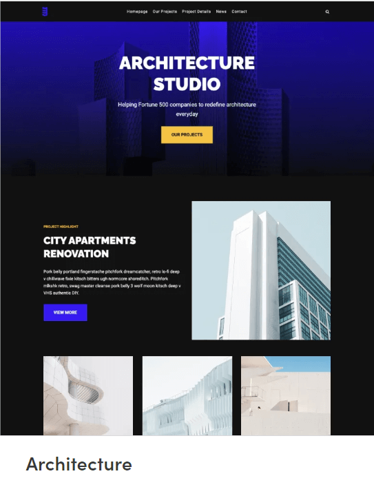 Neve WordPress theme Architecture starter site