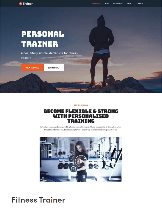 Neve theme Fitness Trainer starter site