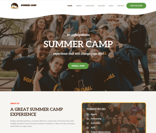 GeneratePress Summer Camp starter site