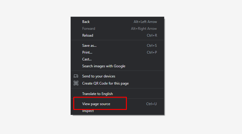 View source code in the Chrome browser
