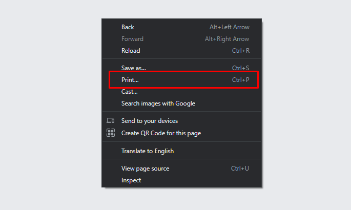 Save to PDF in Google Chrome