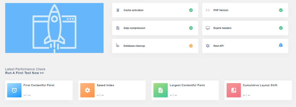 WP Speed of Light dashboard